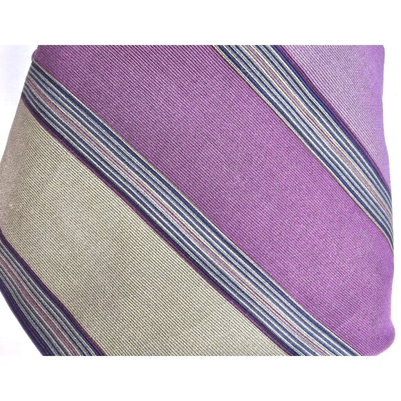 Claiborne Mens Striped Tie Purple & Green Polyester Fabric Made In USA - Picture 3 of 6